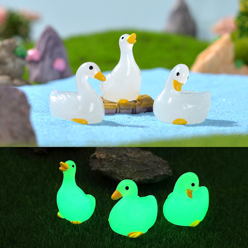 Cross-Border Luminous Duck Micro Landscape Gardening Potted Landscaping Small Ornaments Luminous Duck Desktop Decoration Gadgets