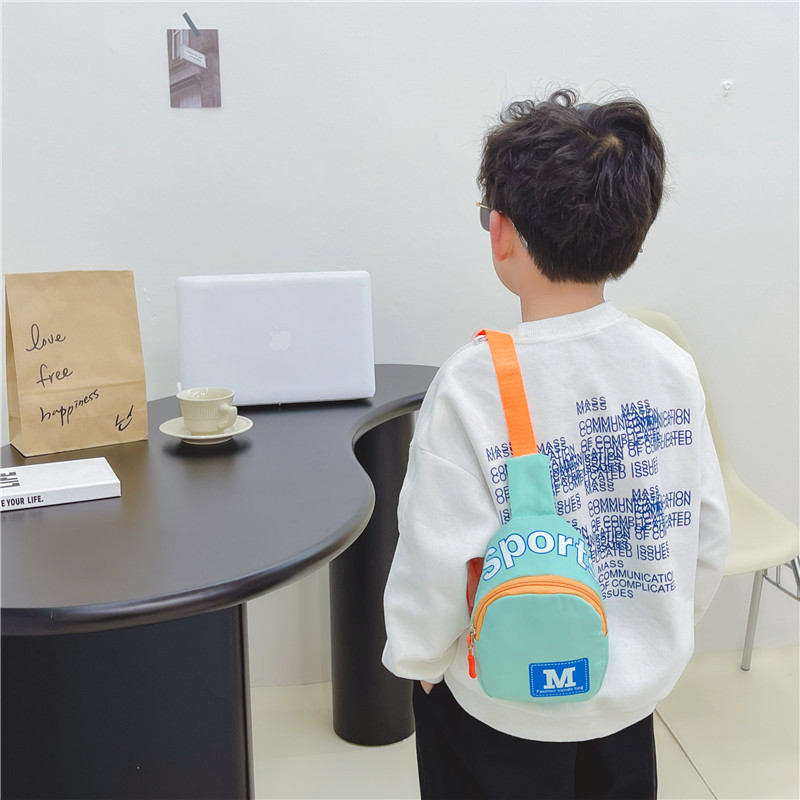 New children's chest bag wholesale Korean M letter printing boy bag kindergarten printable LOGO baby travel bag