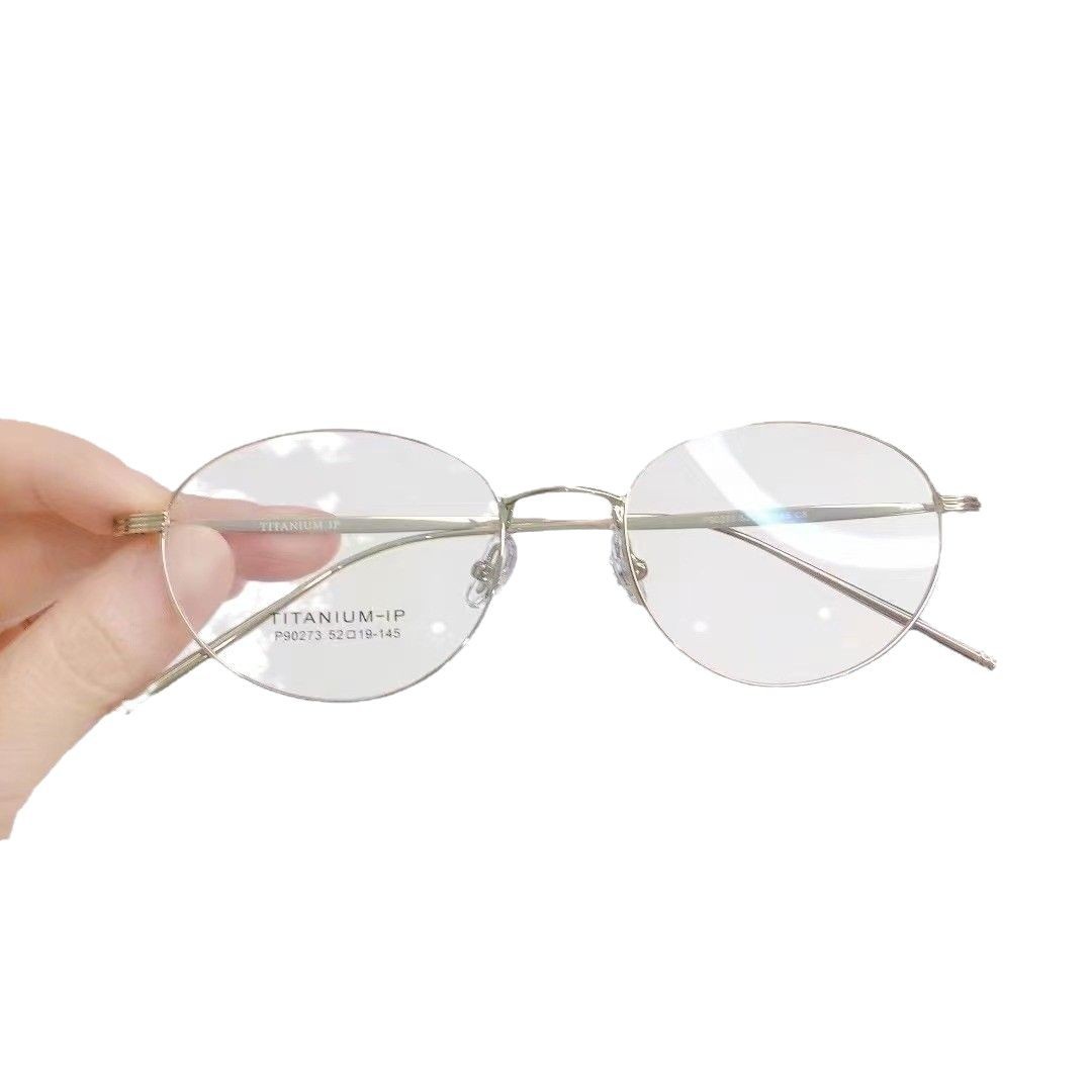 Internet Celebrity Retro Fashion Ultra-Light Titanium Cat Eye Polygonal Glasses Frame Myopia Glasses for Women Flat Glasses for Men and Women