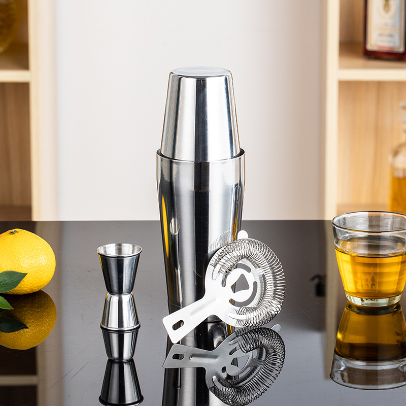 Amazon Explosions Stainless Steel Cocktail Shaker suit Bar Cocktail Shaker Four Pieces Boston Cocktail Shaker