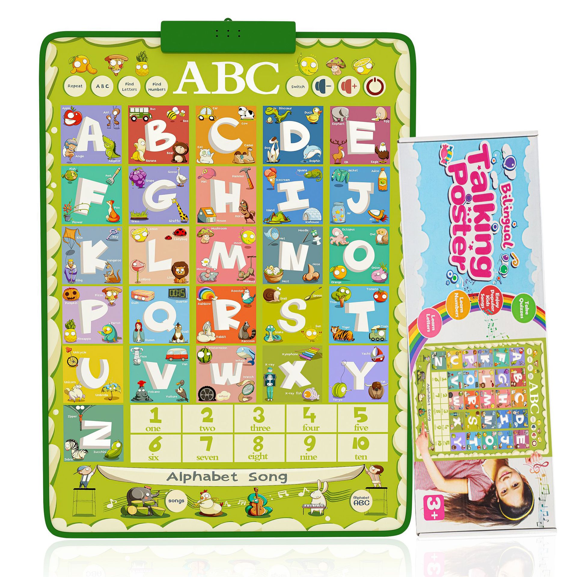 Cross-border audio wall chart baby early education puzzle cute bear kindergarten pinyin digital English learning teaching toys