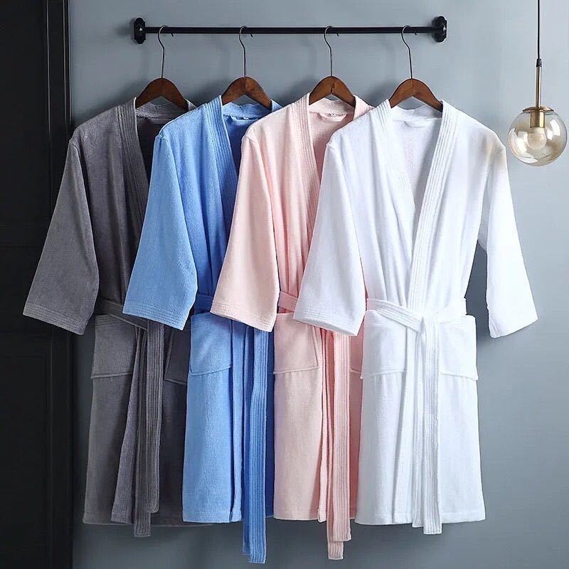 Hotel Bathrobe Pure Cotton Towel Material Absorbent Quick-Drying Thickened Cotton Long Nightgown Couple Men and Women Bathrobe Wholesale