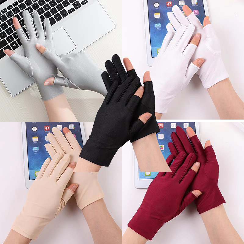 Summer sunscreen gloves for men and women half five-finger thin tea-picking driving riding fishing take-out breathable open finger