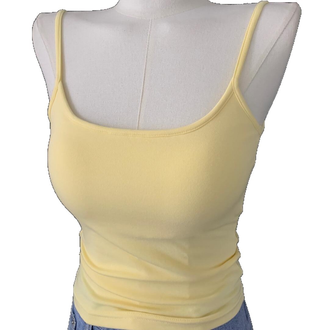 25 New Camisole Girl's Inner Wear Outer Wear Virtue Pull One-piece with Chest Pad Solid Color Slim-fit Slimming Top for Women