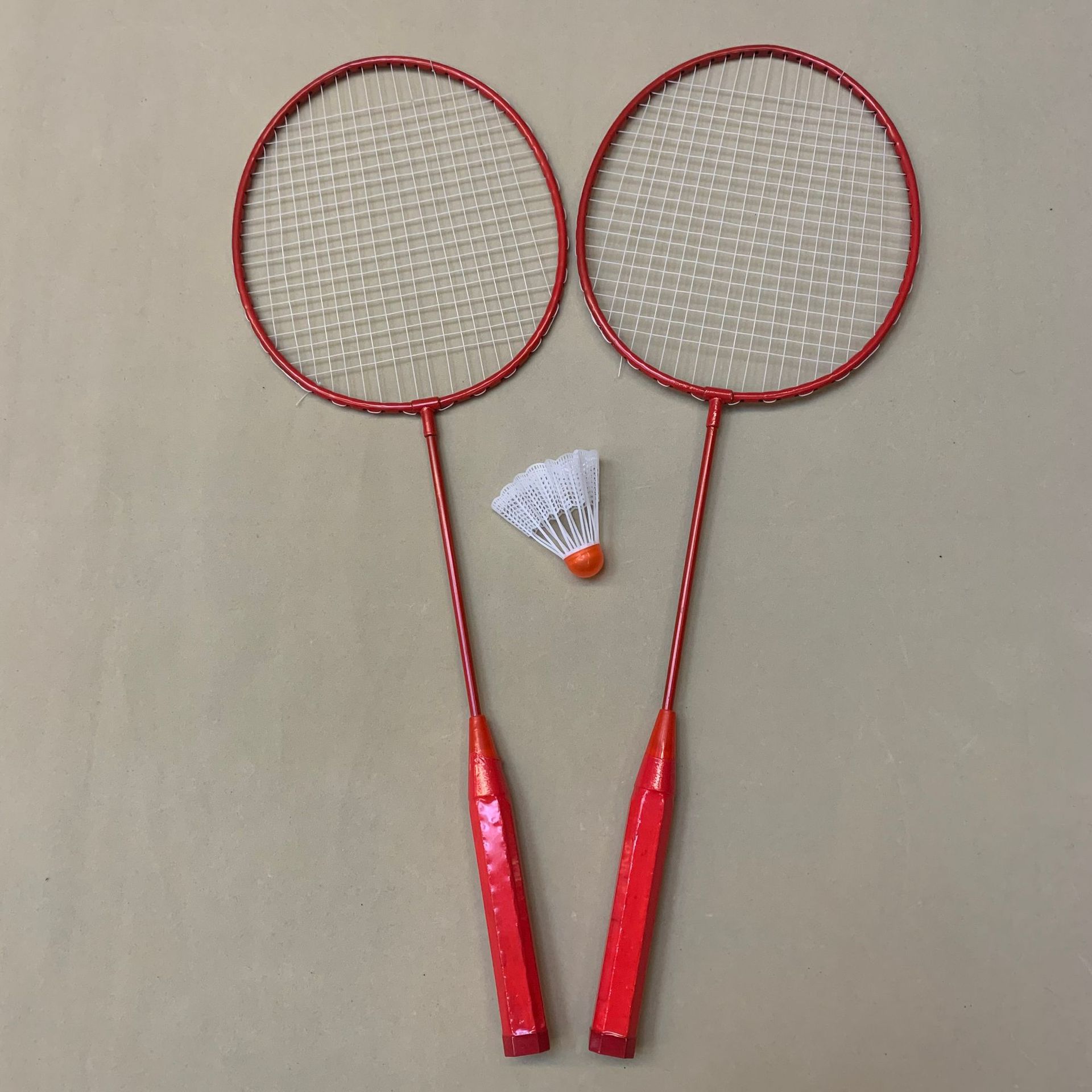 Factory wholesale spot badminton set beginner adult student 2 beat 1 ball ferroalloy mesh bag badminton racket