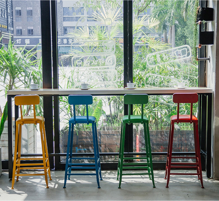 Simple Colorful Solid Wood Wall Bar Table Home High Bar Long Table Coffee Shop Milk Tea Shop Table and Chair Combination