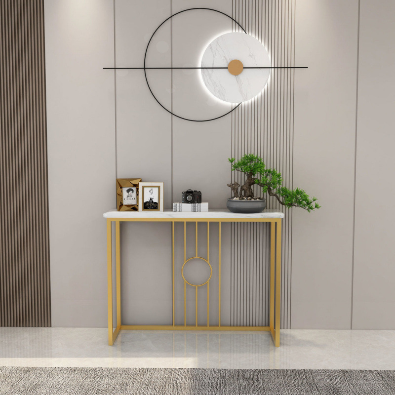 Modern Minimalist Luxury Entryway Table Against the Wall for Hallway, Living Room, or Foyer Display