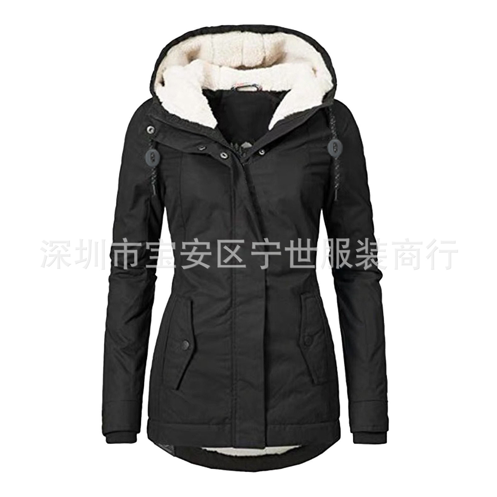 Source Factory Winter Popular Thickeneded Cotton Jacket Plus Velvet Hooded Warm Jacket Mid-Length Women's Cotton Jacket