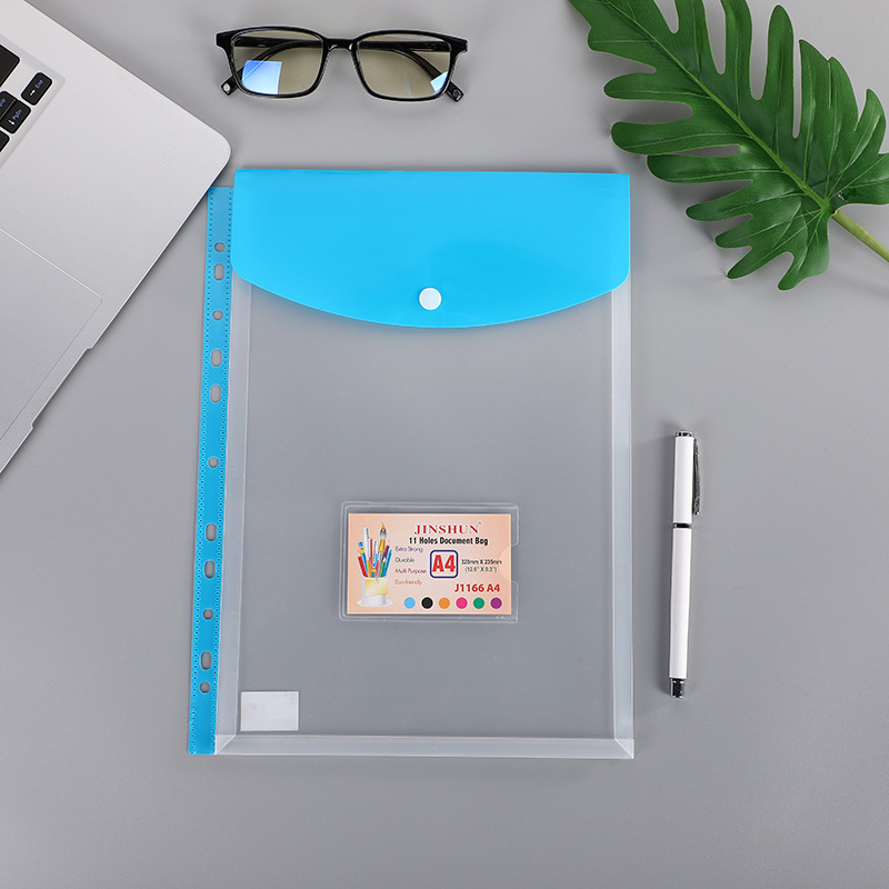 A4 Colorful Transparent Document Storage Bag Contract Bag 11-Hole Loose-Leaf Bag Student Test Paper Bag Large Capacity Stereo Wholesale