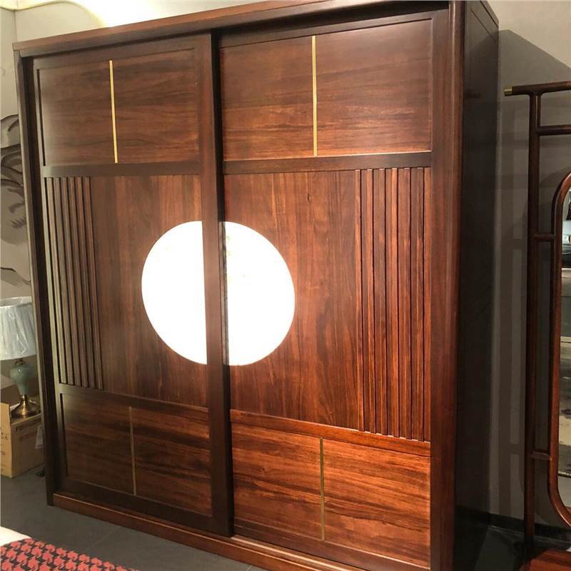 Take on the Entire Case of the Whole House Wardrobe, New Chinese Style Ebony Wood Modern Bedroom Villa, Full Wall Cabinets, Built-In Display Cabinets