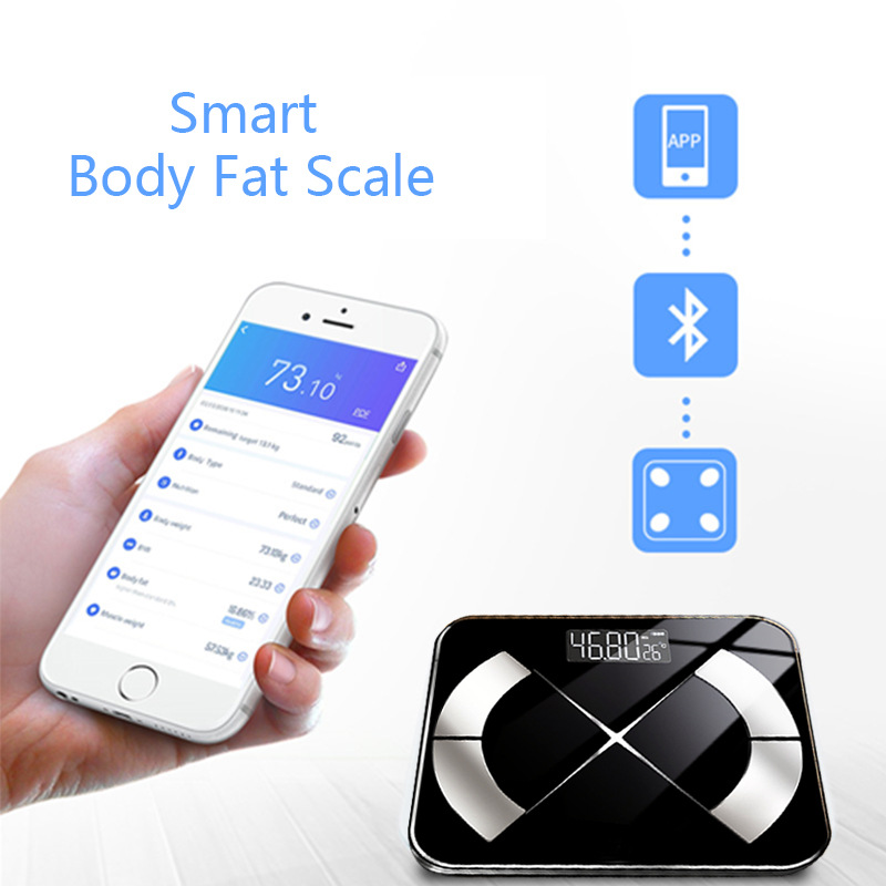 Cross-Border English Bluetooth Body Fat Scale Smart Body Weight Scale Body Fat Scale Human Body Scale Rechargeable Electronic Scale Simple