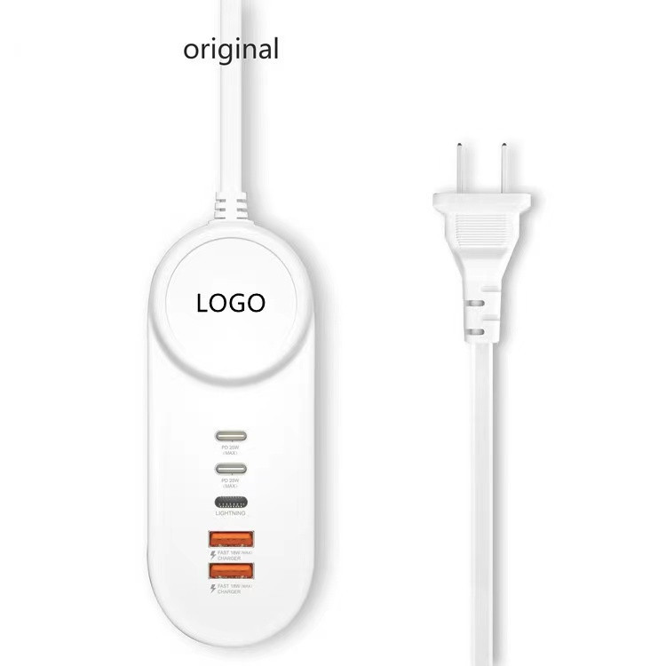 New PD plug-in 18W fast charging intelligent multi-port charger double USB + double C + Lightning plug-in
