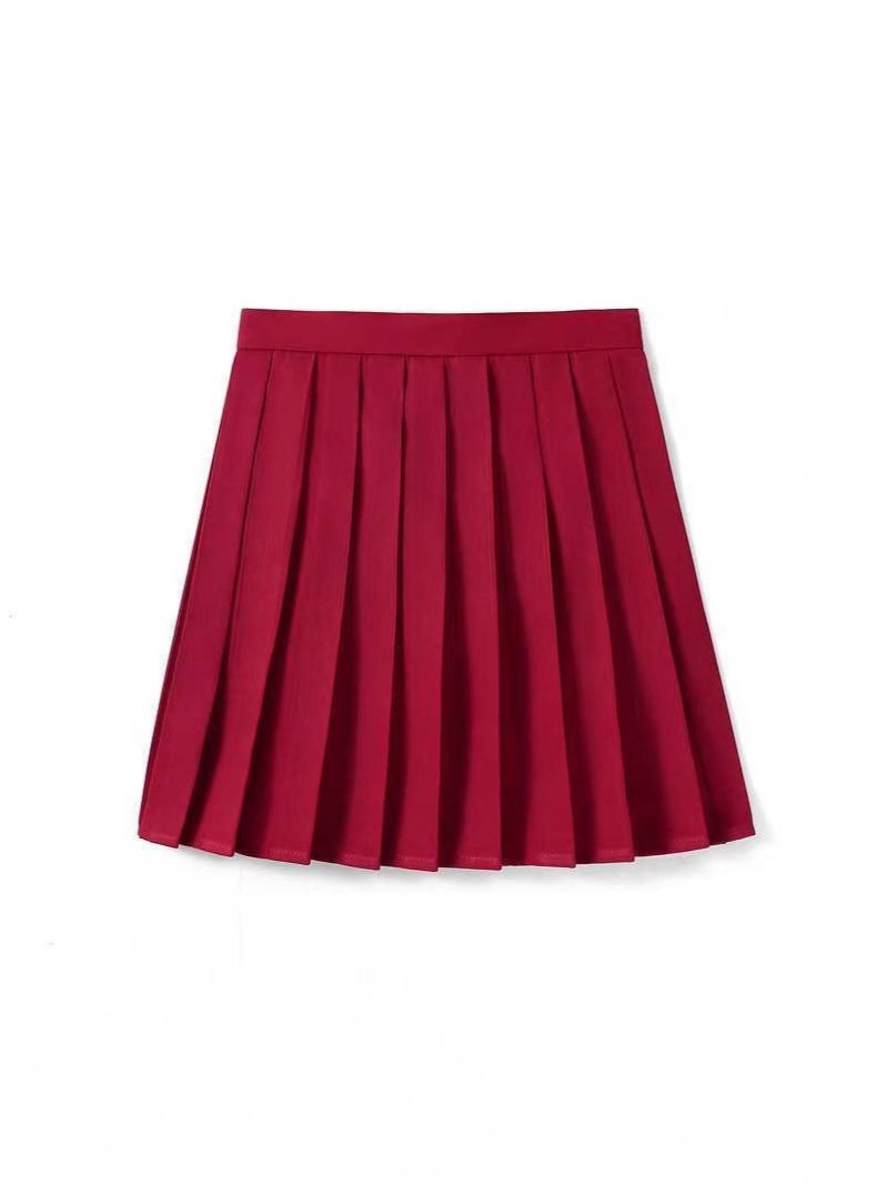Solid Color Pleated Skirt, Short Skirt, Mid-Length Navy Blue Skirt, Jk Uniform, Japanese College Style, Candy Color A-Line Skirt