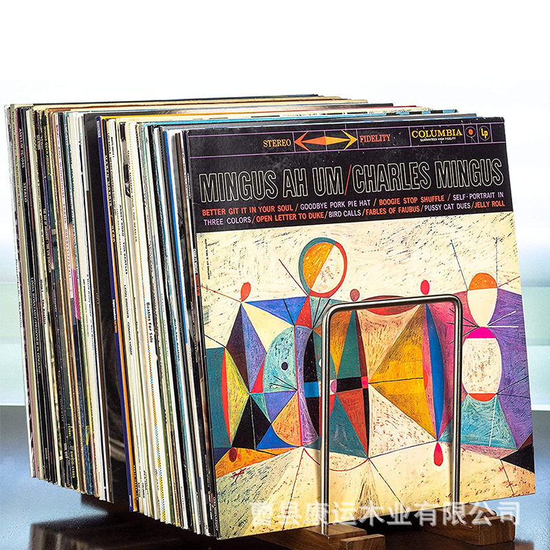 Wooden vinyl record storage rack CD storage rack desktop album storage rack old record storage display rack