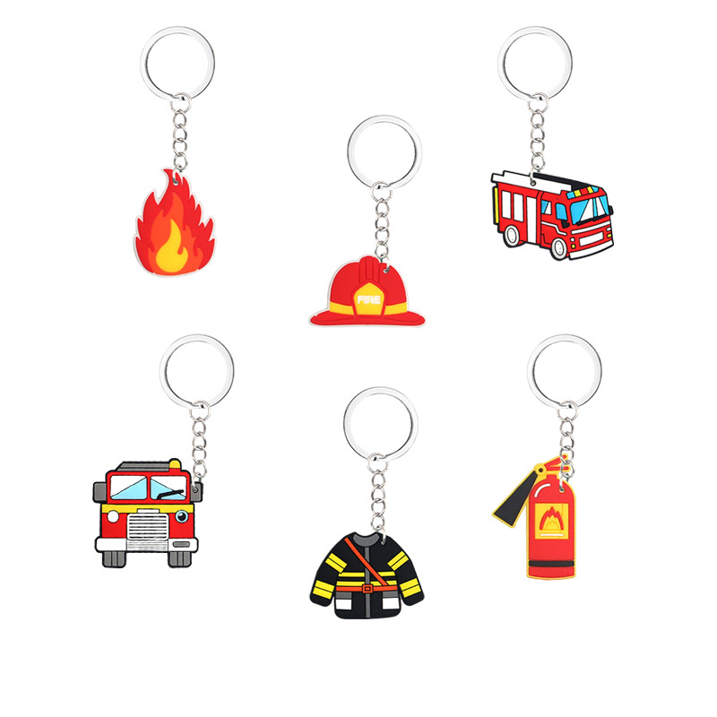 Firefighter party gift birthday supplies children adult fire truck Keychain Car pendant decoration accessories
