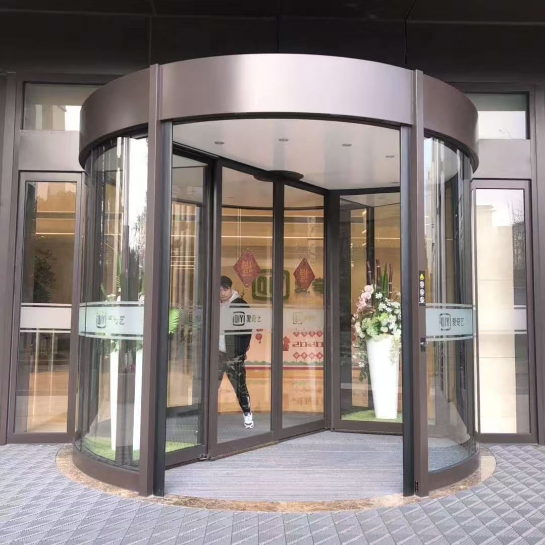 Installation of Two-Wing Automatic Revolving Doors, Production and Sales, Automatic Revolving Door Repair, Glass Three-Wing Automatic Revolving Door