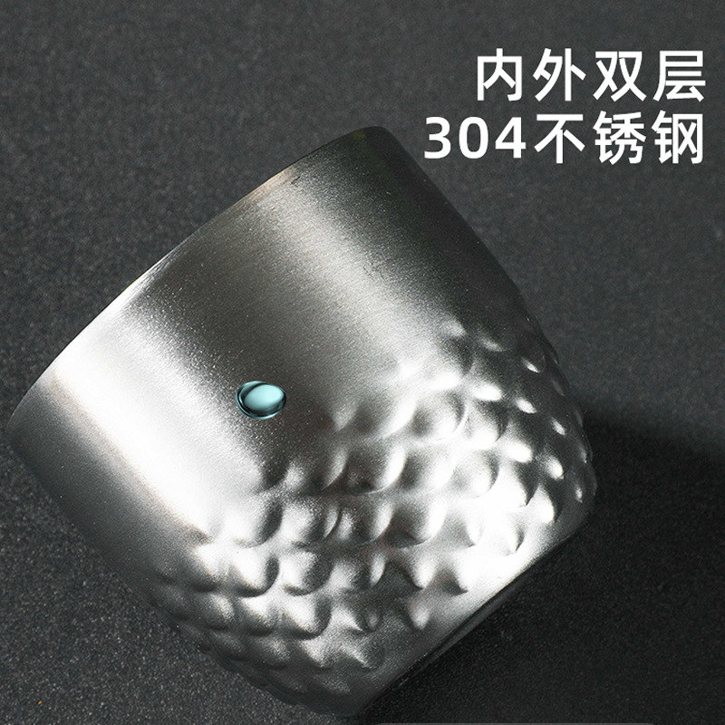 Cross-Border Creative 304 Stainless Steel Double-Layer Cup Hotel Commercial Insulated Anti-Scalding Tea Cup Exquisite Mini Wine Cup