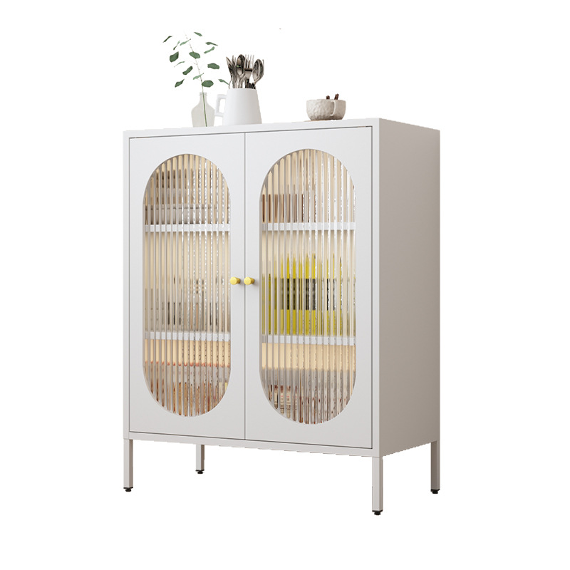 Cream Style Iron Sideboard Household Living Room Tea Cabinet Simple Wine Cabinet Multifunctional Kitchen Cabinet Storage Cabinet