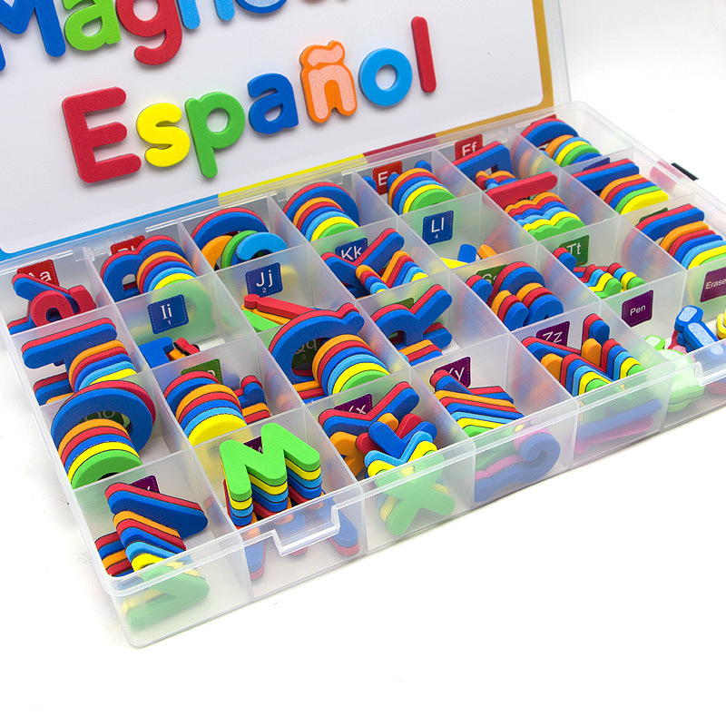 Cross-border Spanish English Alphabet Magnetic Sticker Children's Foreign Spelling Learning Teaching Aid Natural Spelling Magnetic Sticker