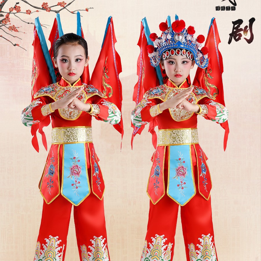 Children's Peking Opera Performance Costume for Mu Guiying and Hua Mulan