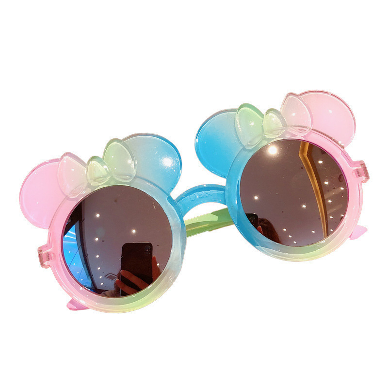 Rainbow Mickey children's sunglasses cute sunscreen sunshade glasses girls cute photo factory outlet