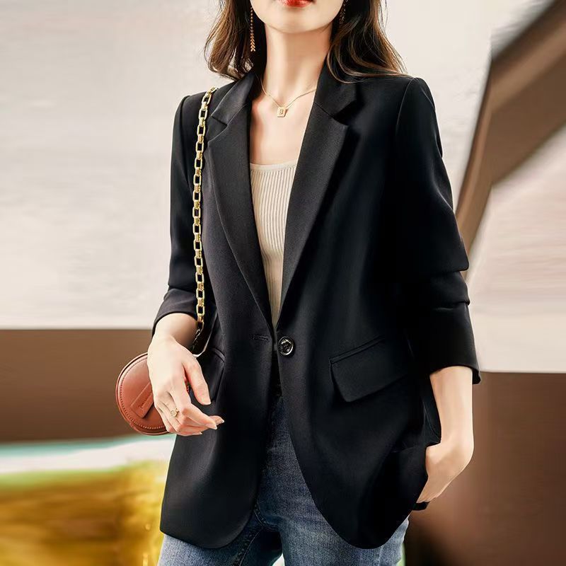 Korean Style Suit Jacket for Women 2025 Spring & Fall Elegant Back Slit Versatile Casual Small Suit Top This Year