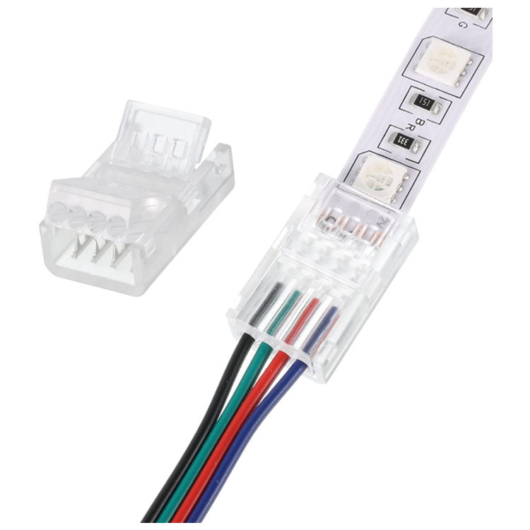 10Mmled Transparent Solder-Free Connector with Crystal Buckle Color Cable Accessories Package Rgbled Light Terminal Light Strip