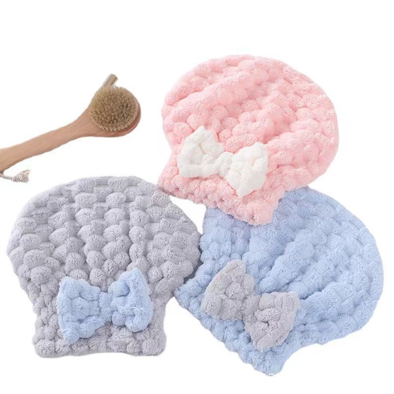 Cloud velvet bow princess hair-drying cap thickened quick-drying absorbent bath shower cap cute female hair-free cartoon