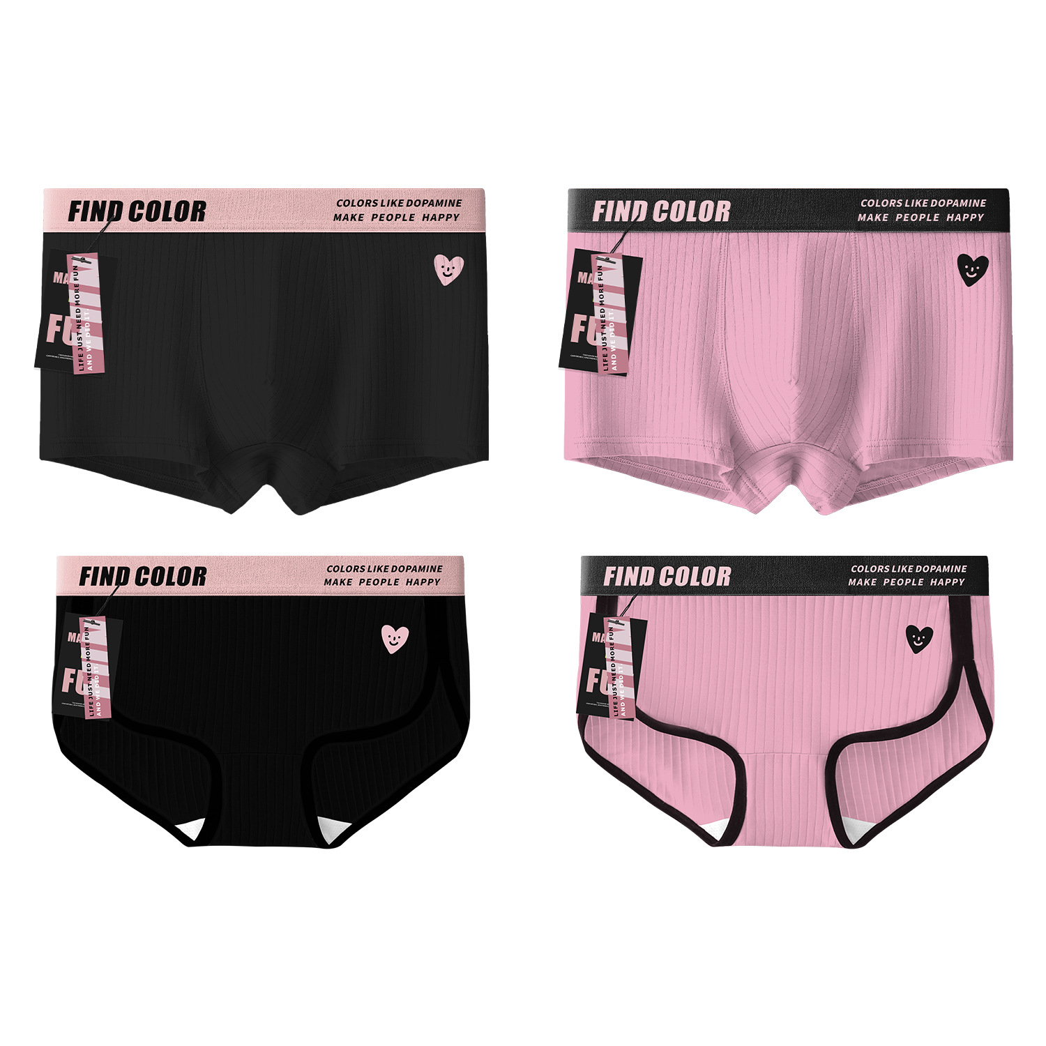 Couple Underwear Cotton Comfortable Hip-Covering Breathable Trendy Love Women's Briefs Young Men's Underwear Men's Boxer Wholesale