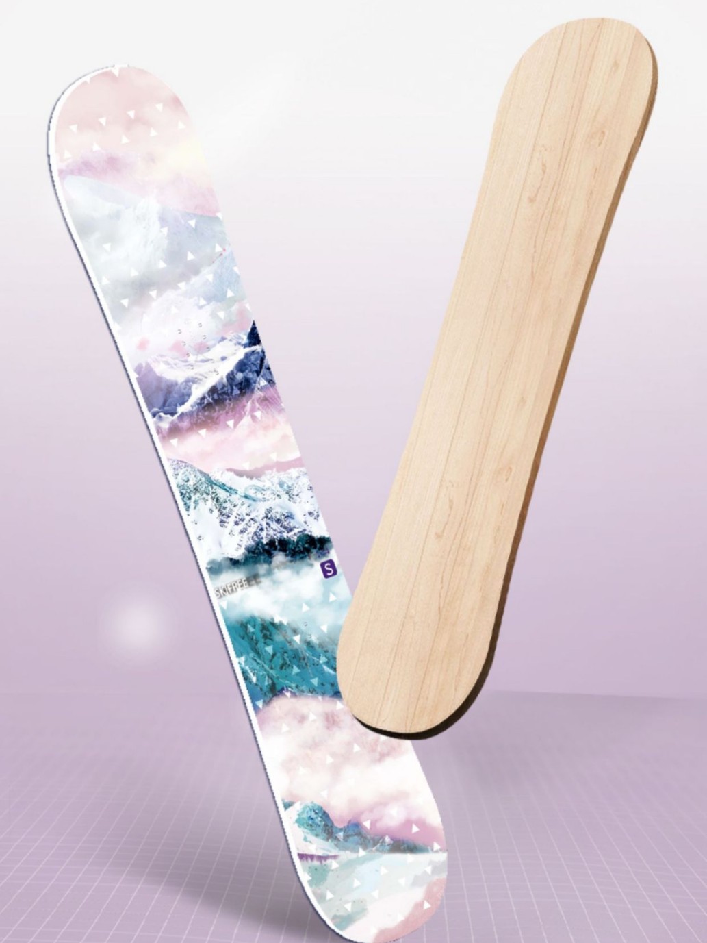 Skifree Snowboard Pink Mist All-Round Park Flat Flower Ski Board 23 Men's and Women's Snowboard