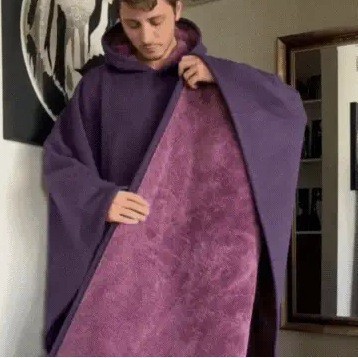 Cross-border European and American New Autumn and Winter in stock Punk Loose Hooded Button Woolen Loose Cape Top for Men and Women