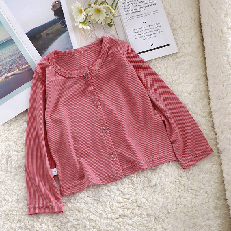 Girls Long-Sleeved T-Shirt Summer Baby Girl Cardigan Top Korean Style Girl Candy Color Outwear Ice Silk Sun Protection Clothing Thin