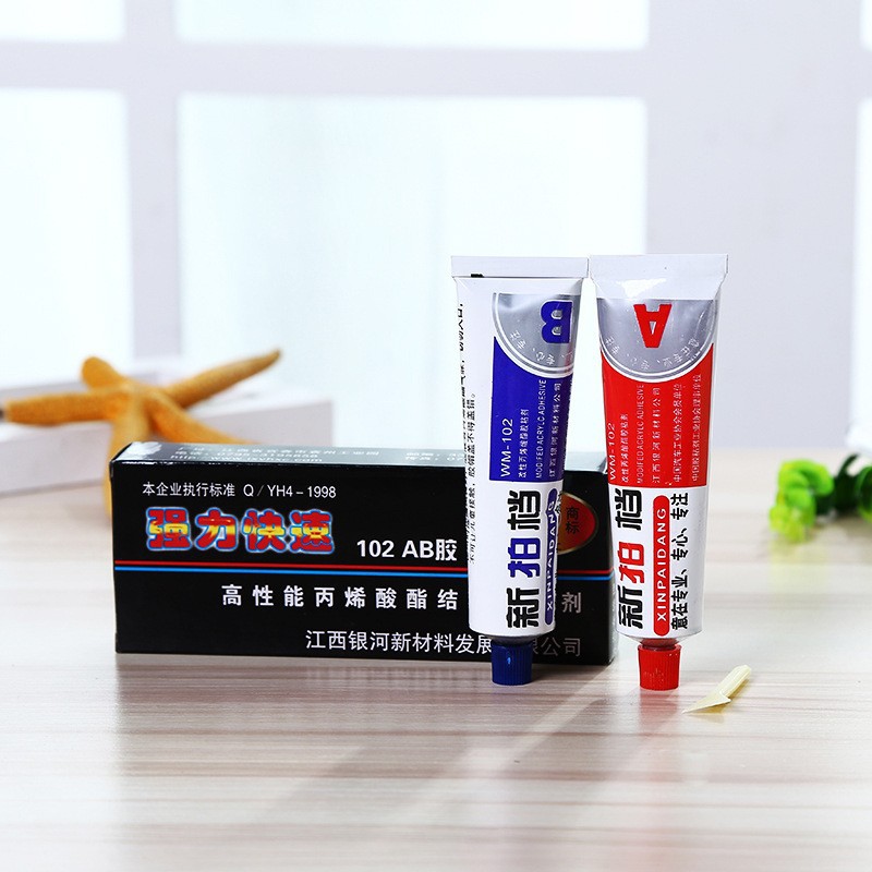 102 сильный клей, акриловый AB клей, оптовая продажа, зеленый и красный клей, высокосильный металлический эпоксидный клей