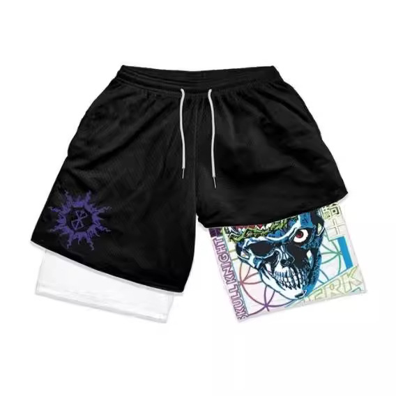 3D digital printing adult double-layer beach pants Amazon cross-border e-commerce hot-selling supply fitness casual shorts