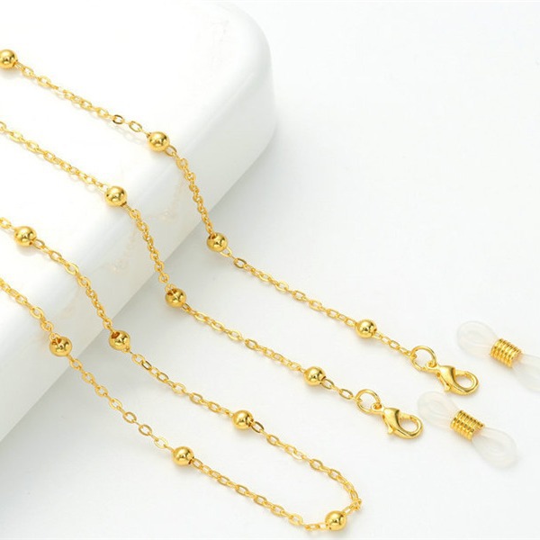 Cross-Border New Style Glasses Necklace Cord for Women, High-End Metal Lanyard, Non-Slip, Simple Beaded Jewelry Wholesale