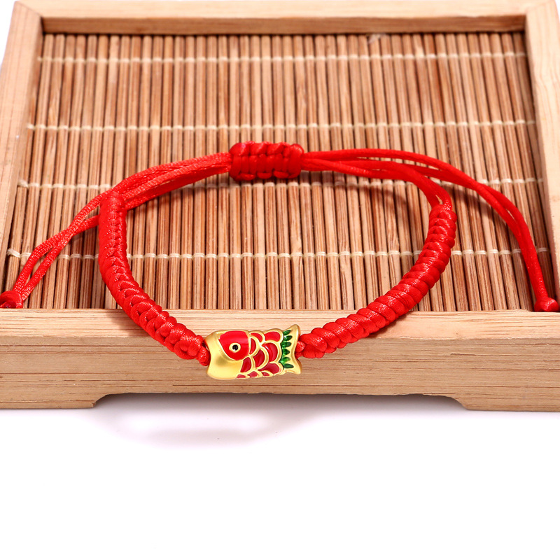 Awakening Lion Red Rope Bracelet Benmingnian Red Rope Hand Rope Auspicious Lucky Adjustable Koi Bracelet Handmade Braided Chain