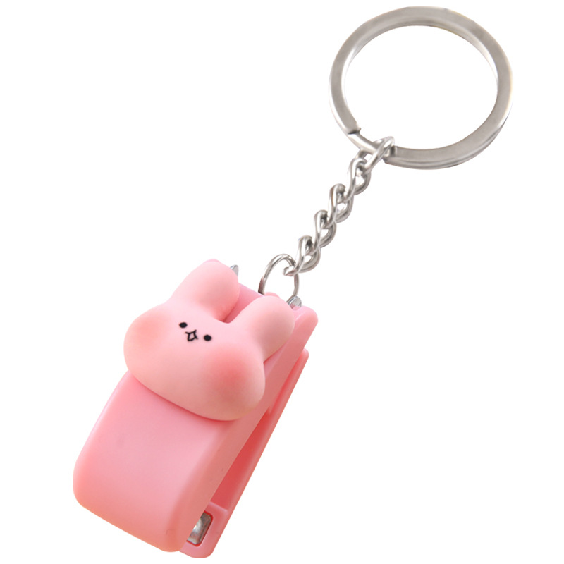 Portable Cute Cartoon Mini Small Stapler Creative Student Office Small Stapler with Keychain