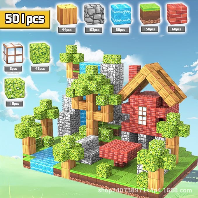 Cross-Border Amazon Original Forest Series My Magnetic World Cube Mc Assembly Construction Educational Kidsren's Gift