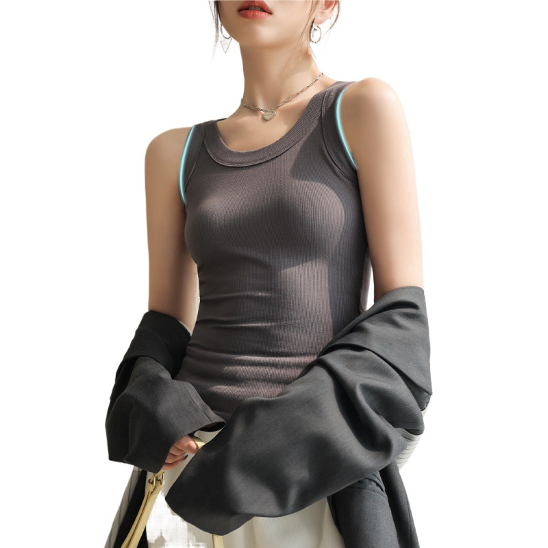 Popular Threaded Knitted Vest for Women with Small Suspenders Inside, Spring, Autumn and Summer Large Size Bottoming Sleeveless Top