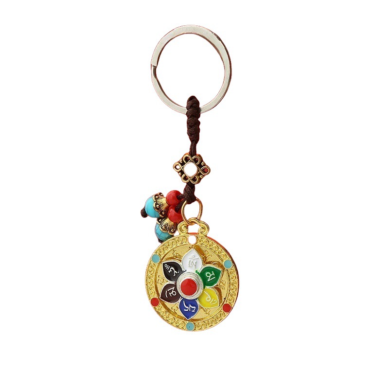 Spot Xizang Rotating Car Hanging Keychain Containing Six-Character Mantra, Eight Auspicious Signs, Twelve Zodiac Signs, Nine Palaces and Eight Trigrams