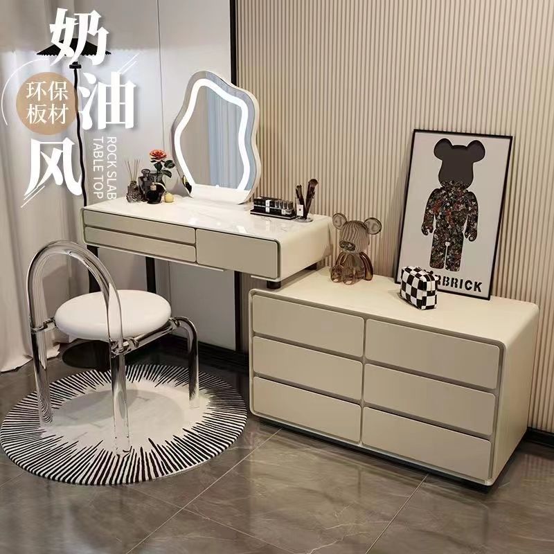Туалетный столик из массива дерева, кремовый стиль, полностью из массива дерева, современный, простой, шкаф для хранения