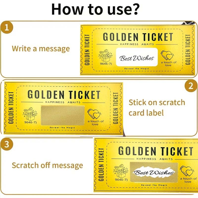 Amazon's Hottest Gold Ticket Scratch-Off Custom Fun Coupon Greeting Card DIY Creative Gift Card