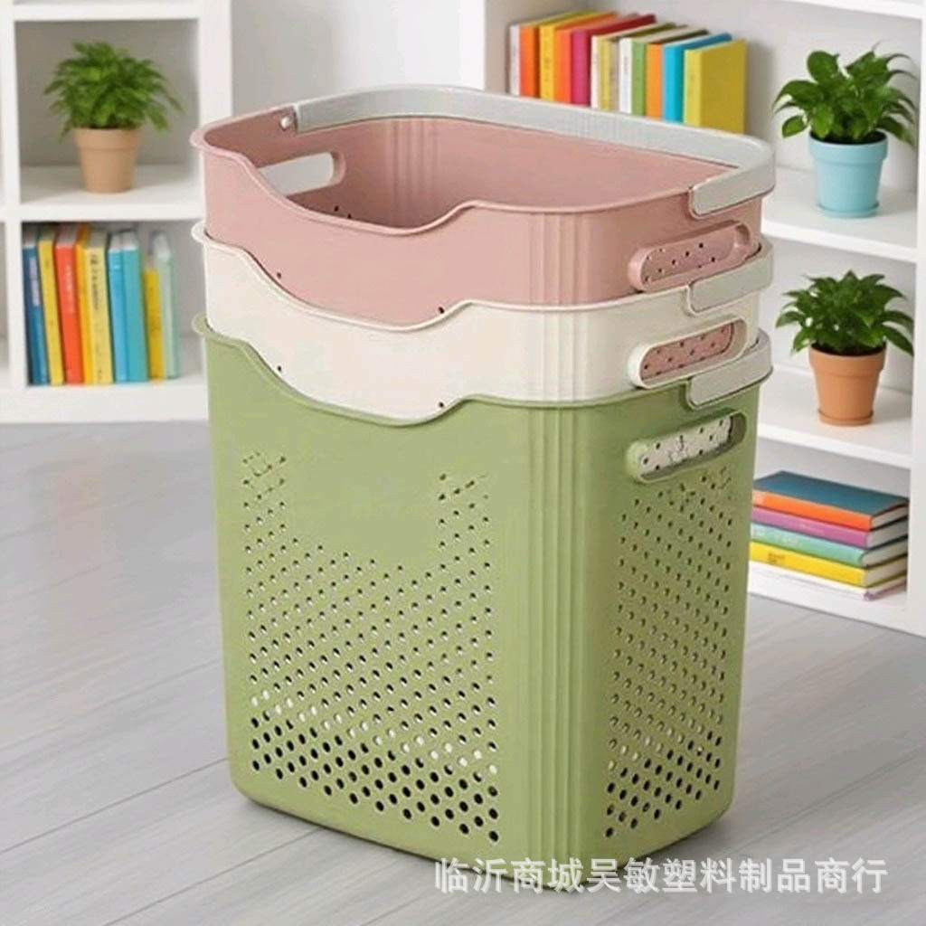 Japanese Large Hand-held Dirty Clothes Basket Household Plastic Dirty Clothes Basket Printing Clothes Toy Sundries Storage
