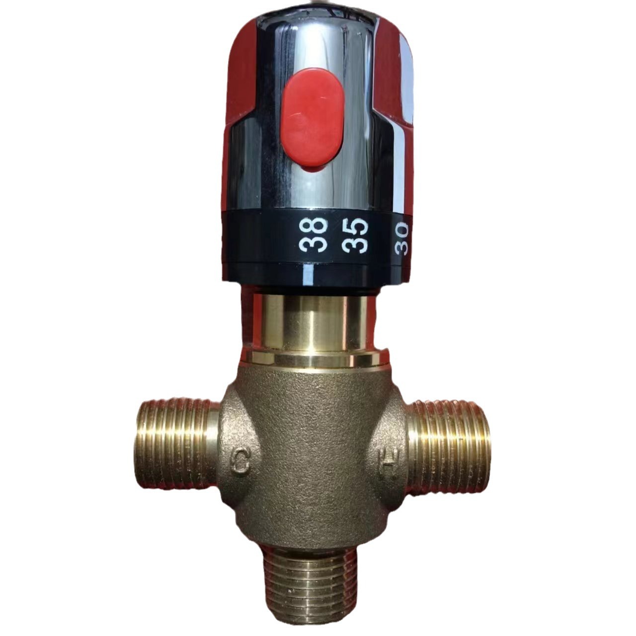 Cross-Border Mixing Valve 4-Point Without Connector All-Copper Constant Temperature Pipe Valve Surface-Mounted Mixing Valve Solar Hot Water