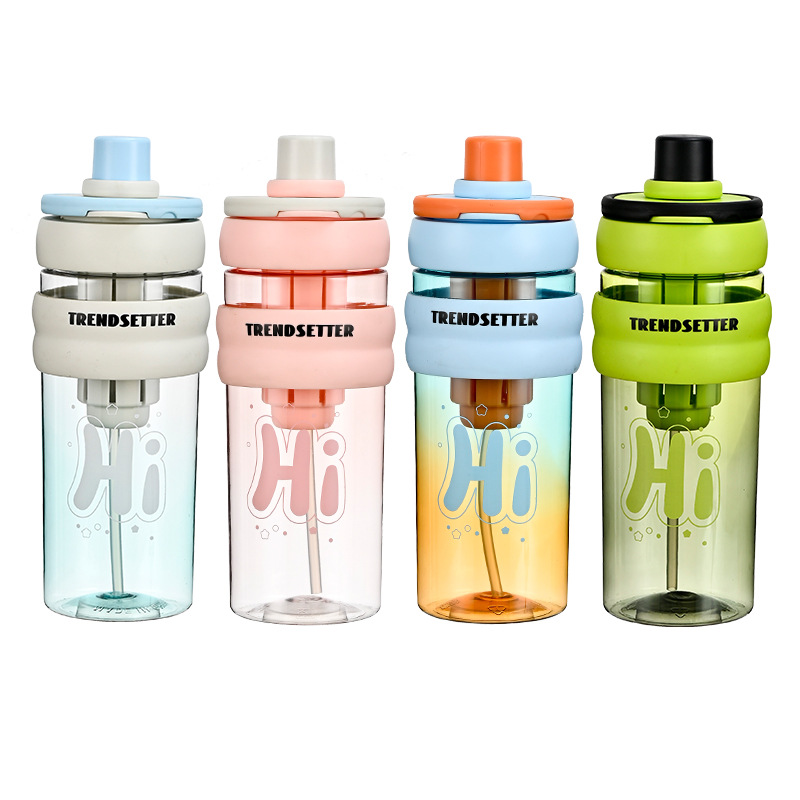 Simple Dopamine Double Drinking Cup Large Capacity Office Desktop Couple Suction Cup Portable Summer Scented Tea Plastic Cup