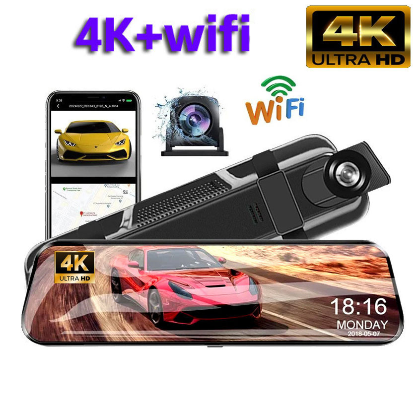 10inch Full Screen Adas Streaming Driving Recorder 4K High-Definition Rearview Mirror Dual-Lens Reversing Image with Wifi