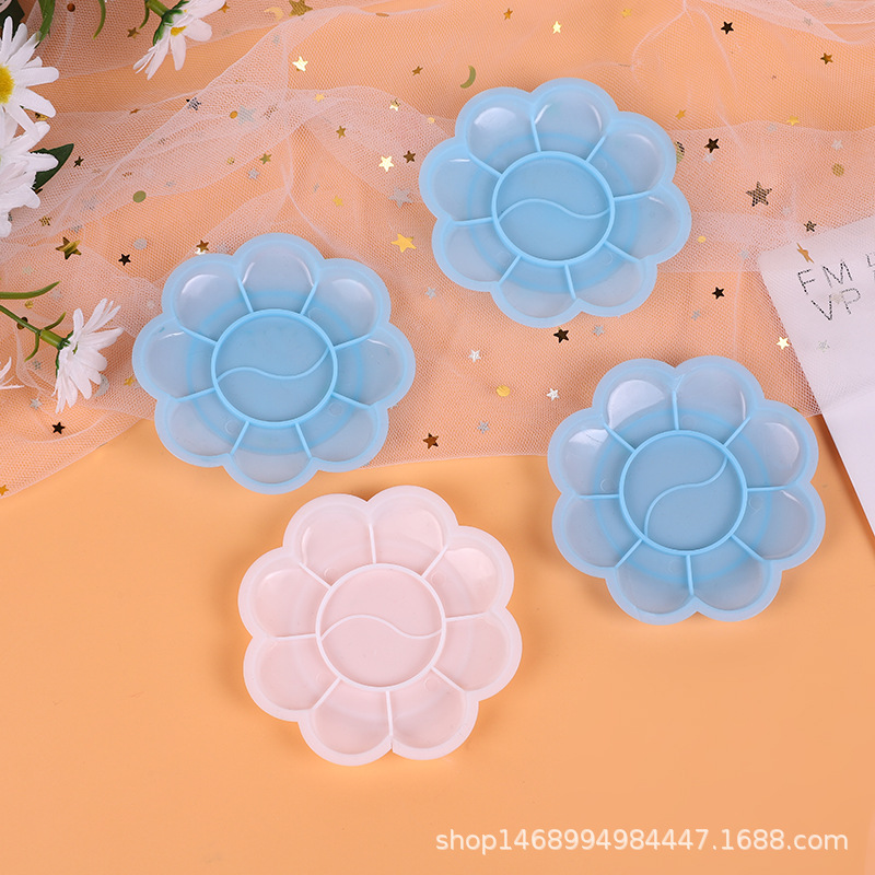 Wholesale plum color palette white small feet plastic paint box acrylic watercolor gouache children's painting paint tray