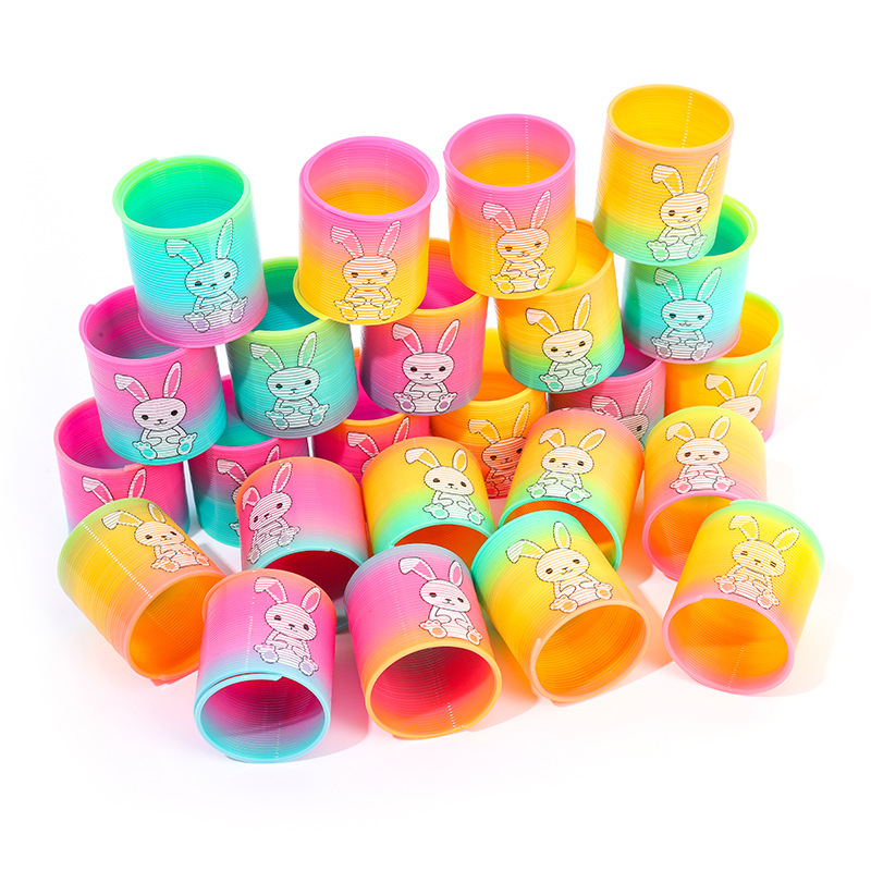 Children's magic rainbow ring spring ring boys and girls puzzle elastic ring magic hula hoop small toys wholesale