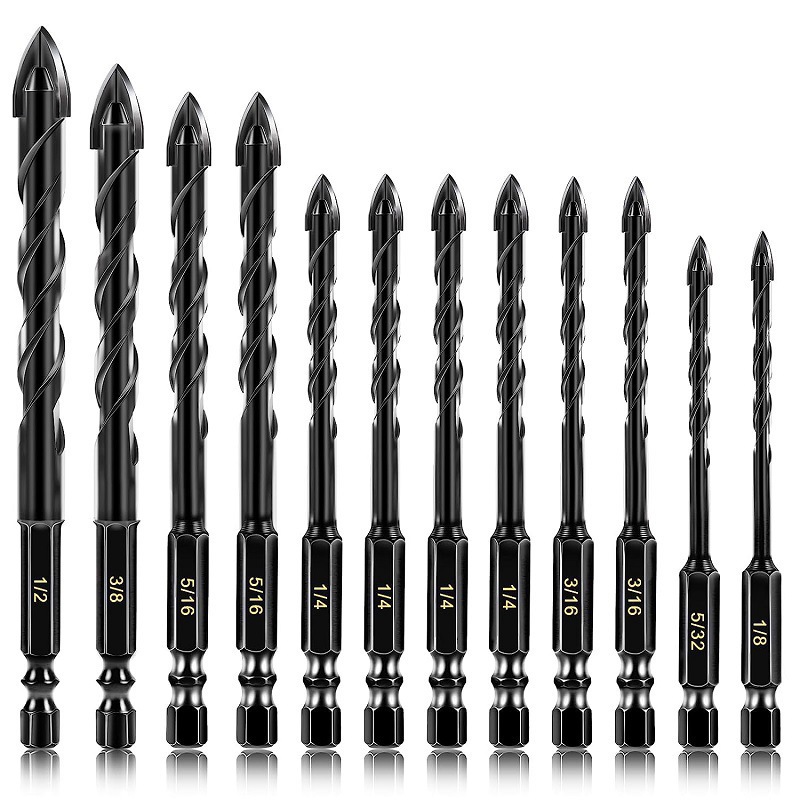 Cross-Border Tungsten Steel Cross Drill Bit Concrete Drill Bit Set Cement Tile Glass Ceramic Hexagonal Handle Hole Opener