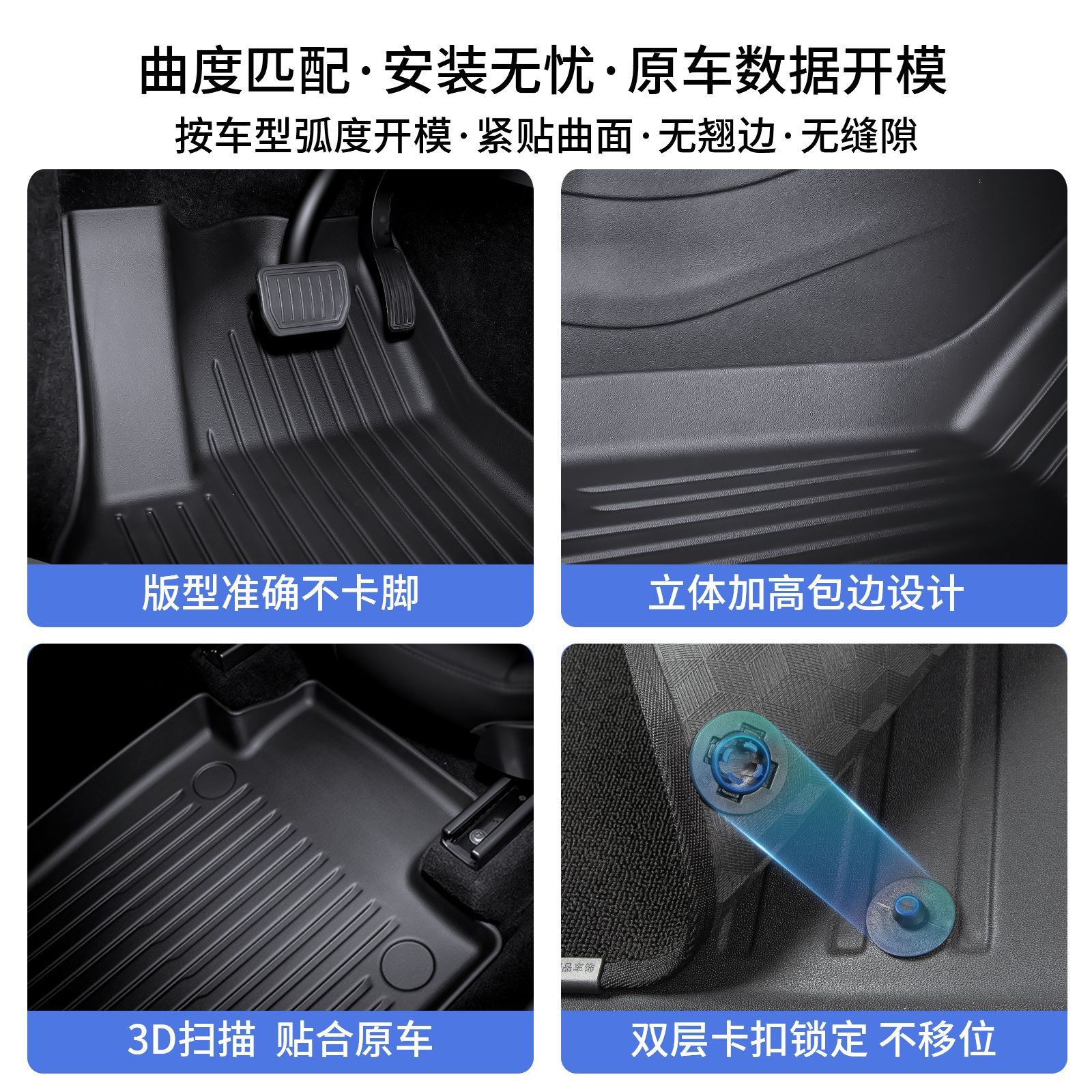 Suitable for Tesla's New Model 3/Y Special Floor Mats Tpe Car Floor Mats Front and Rear Trunk Mats Wholesale